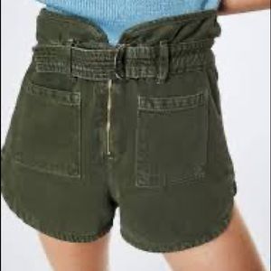 Mango Paperbag Jean Shorts Green, size xs
